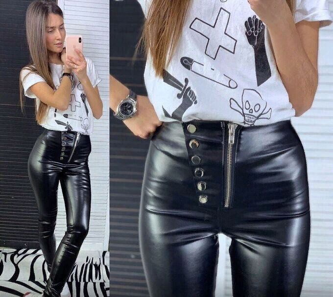 Кожаные брюки лосины