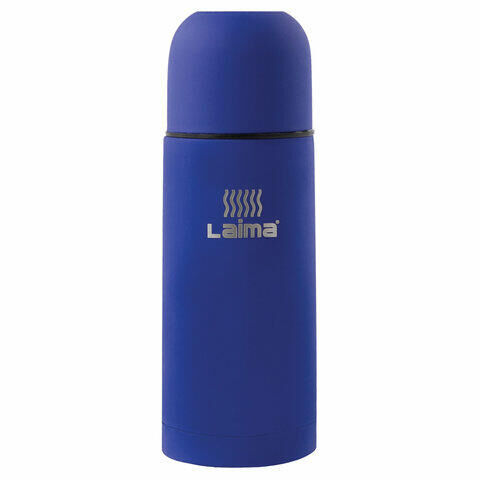 Лайма Термос LAIMA классический с узким горлом, 0,35 л, нержавеющая сталь, синий, 605121