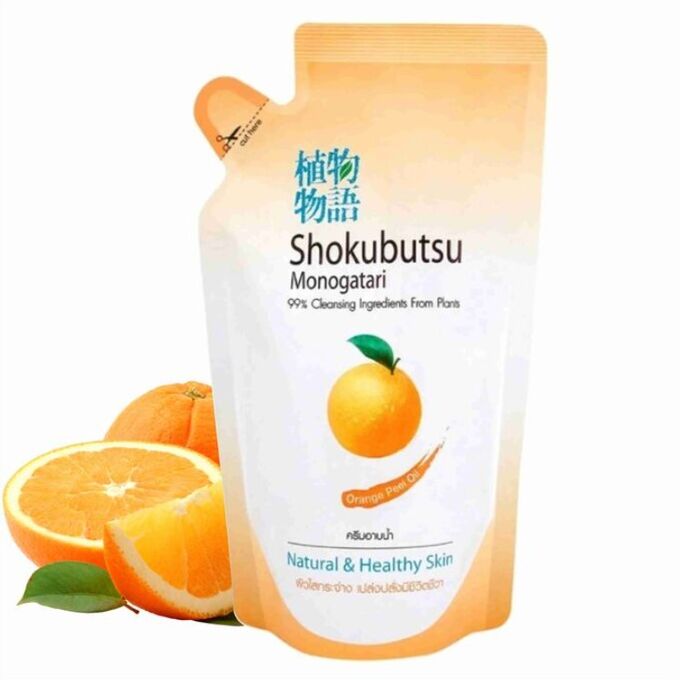 LION &quot;Shokubutsu&quot; Крем-гель для душа 200мл (мягкая упак) &quot;Апельсиновое масло&quot;, Orange Peel Oil