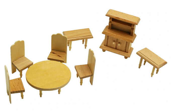 Wood Toys™ Мебель для кукол Столовая с круглым столом