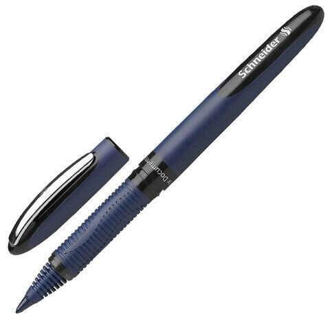 Ручка-роллер SCHNEIDER &quot;One Business&quot;, ЧЕРНАЯ, корпус темно-синий, узел 0,8 мм, линия письма 0,6 мм, 183001