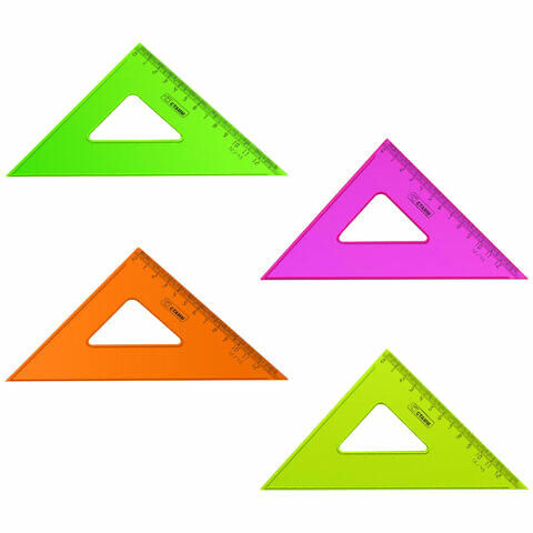 Треугольник пластиковый 45х12 см, СТАММ &quot;Neon Crystal&quot;, тонированный, прозрачный, неоновый, ассорти, ТК44