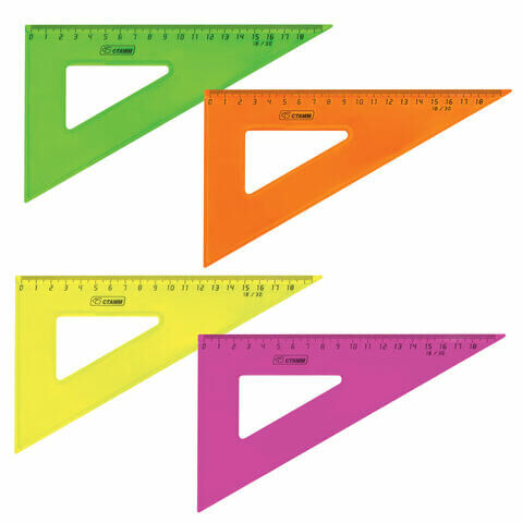 Треугольник пластиковый 30х18 см, СТАММ &quot;Neon Crystal&quot;, тонированный, прозрачный, неоновый, ассорти, ТК47