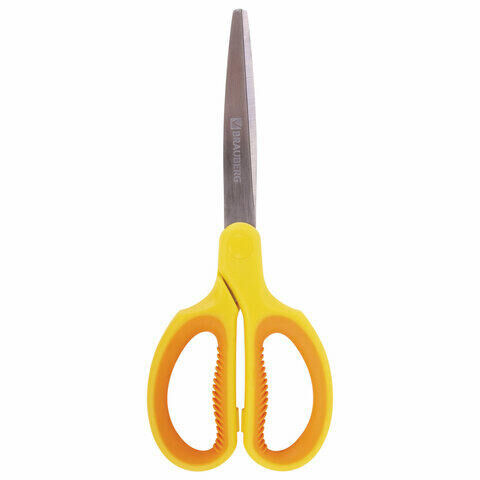 Ножницы BRAUBERG &quot;Original&quot;, 185 мм, оранжево-желтые, ребристые резиновые вставки, 236451
