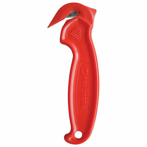 Нож складской безопасный BRAUBERG &quot;Logistic&quot;, для вскрытия упаковочных материалов, красный, блистер, 236969
