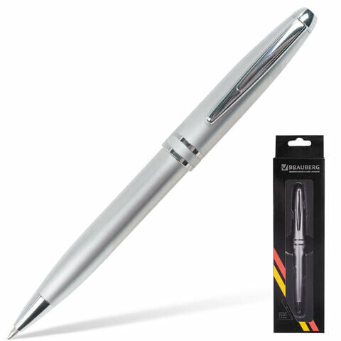 Ручка подарочная шариковая BRAUBERG &quot;Oceanic Silver&quot;, корпус серебристый, узел 1 мм, линия письма 0,7 мм, синяя, 140723