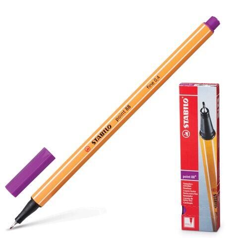 Ручка капиллярная (линер) STABILO &quot;Point&quot;, СИРЕНЕВАЯ, корпус оранжевый, линия письма 0,4 мм, 88/58