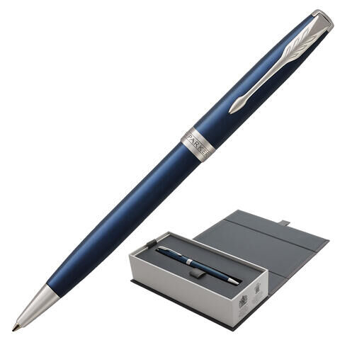 Ручка шариковая PARKER &quot;Sonnet Core Subtle Blue Lacquer CT&quot;, корпус синий глянцевый лак, палладиевые детали, черная, 1931536