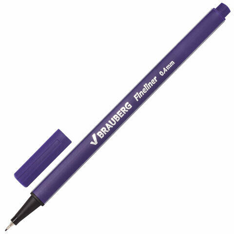 Ручка капиллярная (линер) BRAUBERG &quot;Aero&quot;, ФИОЛЕТОВАЯ, трехгранная, металлический наконечник, линия письма 0,4 мм, 142255