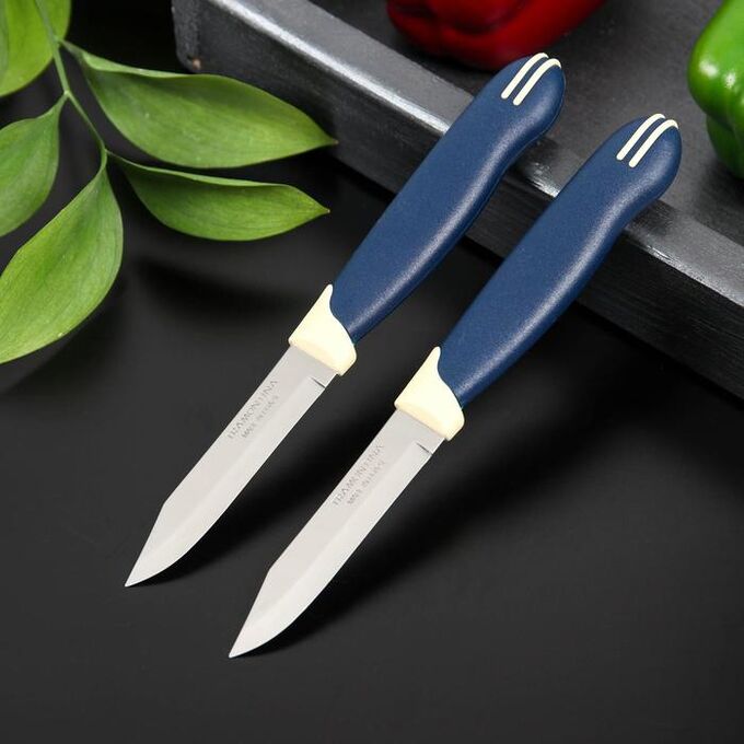 Нож куxонный Tramontina Multicolor, для овощей, лезвие 8 см, цена за 2 шт