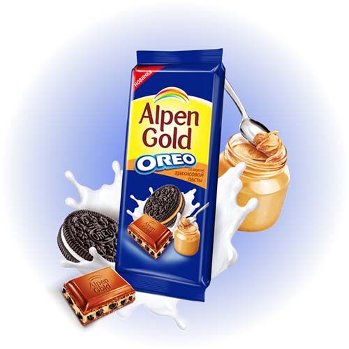 Alpen Gold Шоколад Альпен Гольд Орео Арахисовая Паста 90 г