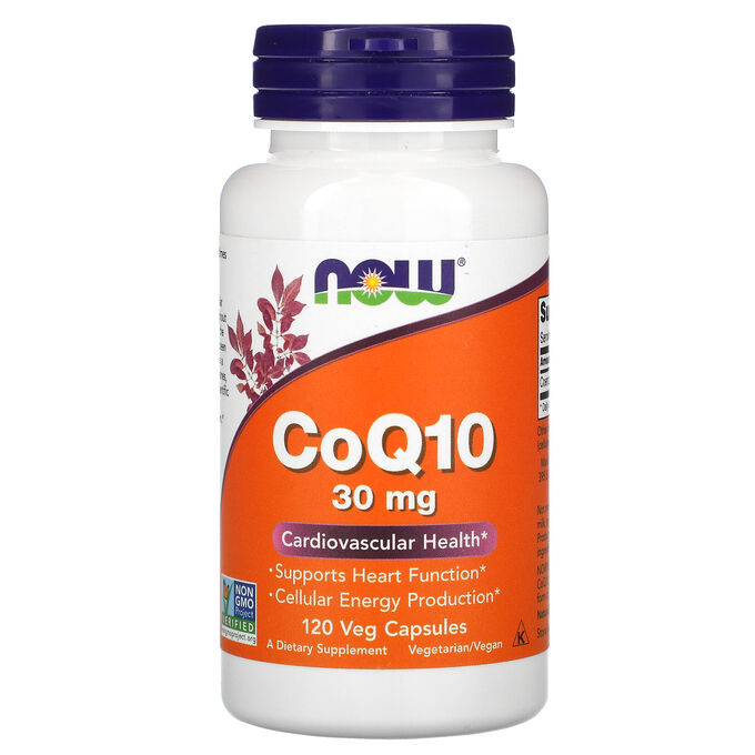 iherb NOW Foods, коэнзим Q10, 30 мг, 120 растительных капсул