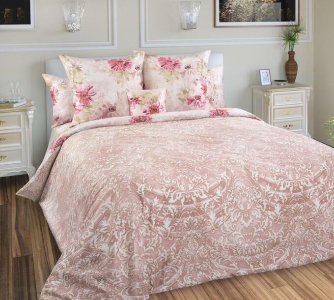Комплект постельного белья 1,5-спальный, сатин (Даниэлла, розовый)