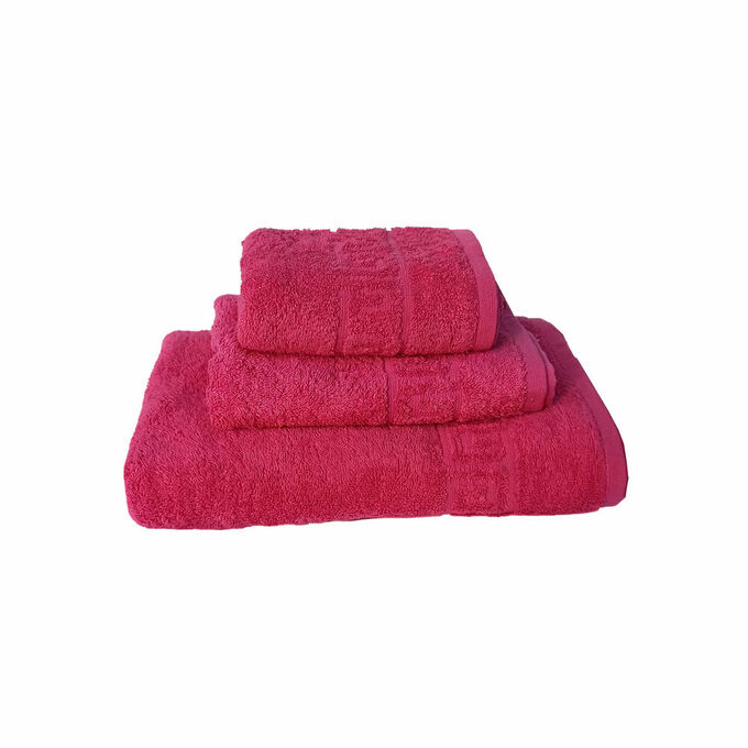 Комплект махровых полотенец, 3 штуки (40*70, 50*90, 70*140 см) (Розовый, вид 1)