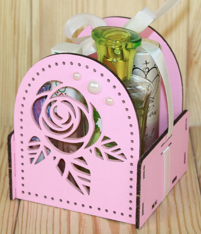 Подарочная упаковка МИНИ с розой (Розовый-Белый)