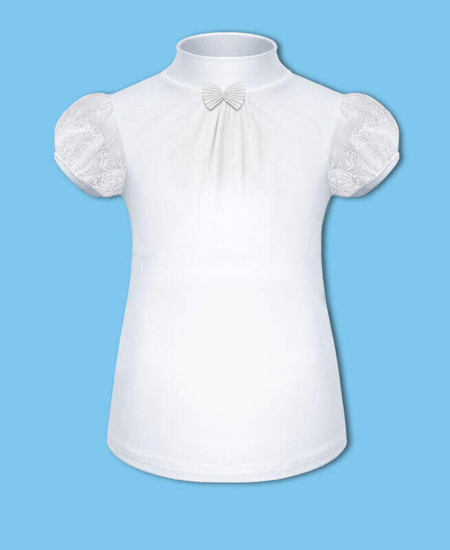Школьная водолазка (блузка) с коротким рукавом Цвет: белый