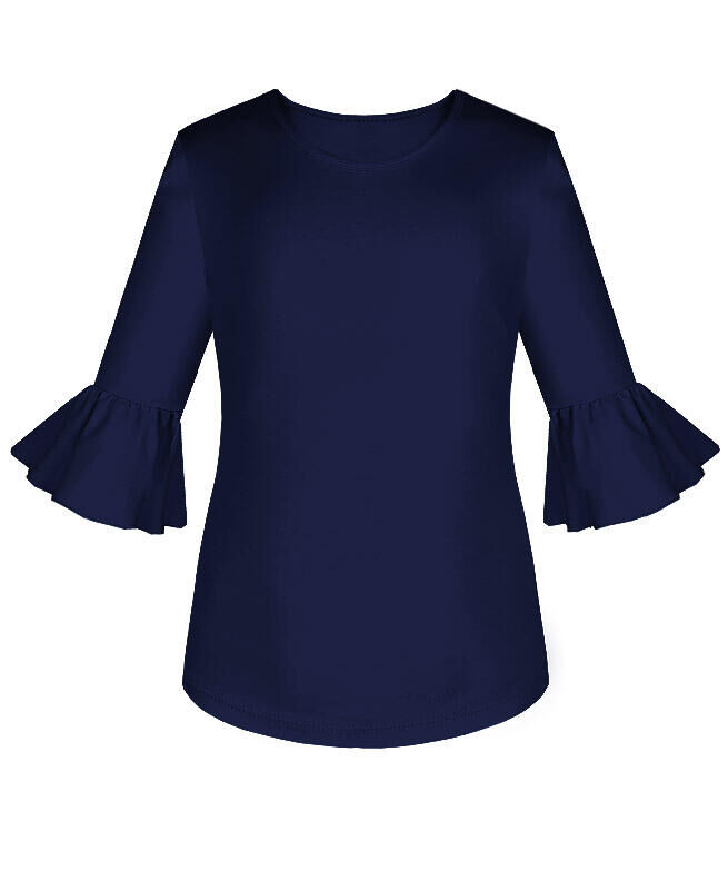 Радуга дети Джемпер (блузка) для девочки с воланами Цвет: тёмно-синий