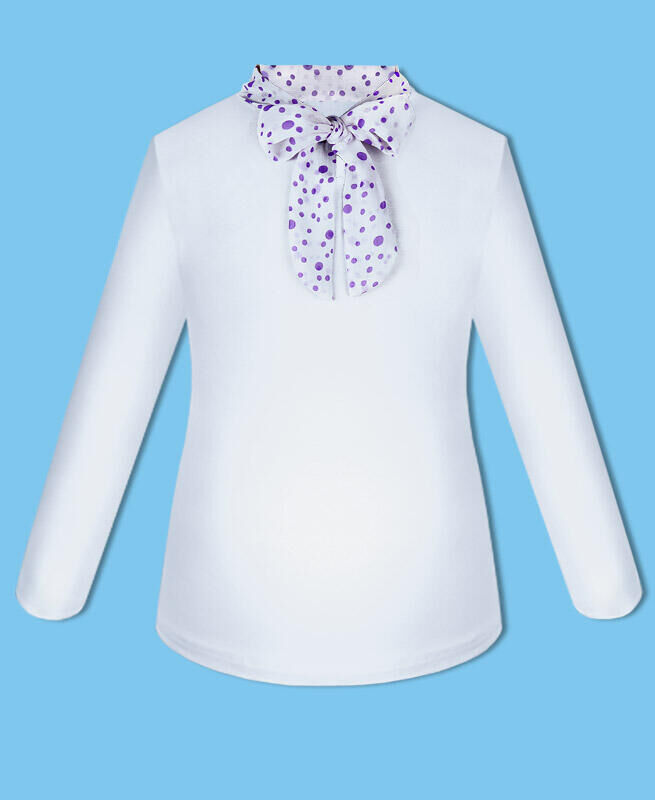 Радуга дети Белый школьный джемпер (блузка) для девочки с галстуком Цвет: белый