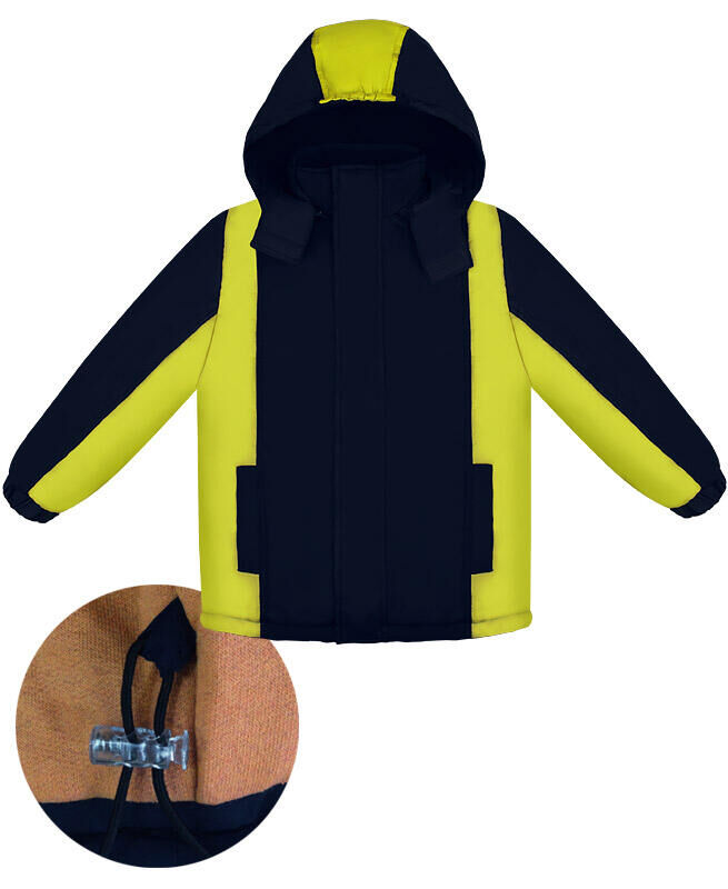 Зимняя куртка для мальчика Цвет: т.син+желт