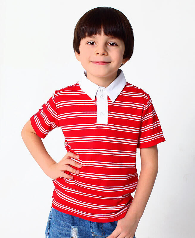 Радуга дети Рубашка-поло для мальчика в полоску Цвет: красный