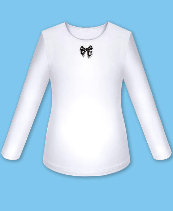 Радуга дети Школьный белый джемпер (блузка) с бантиком для девочки Цвет: белый