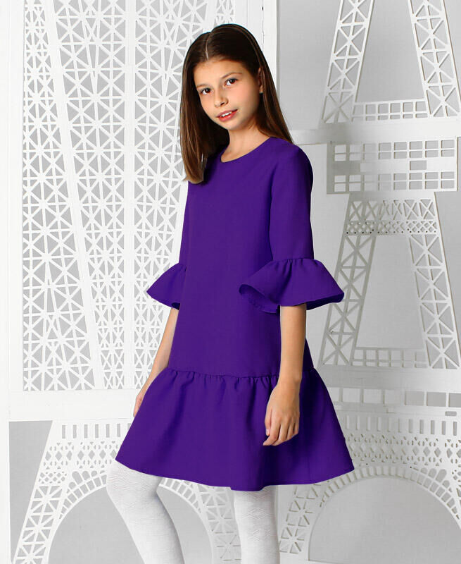 Радуга дети Фиолетовое платье с воланами для девочки Цвет: фиолетовый