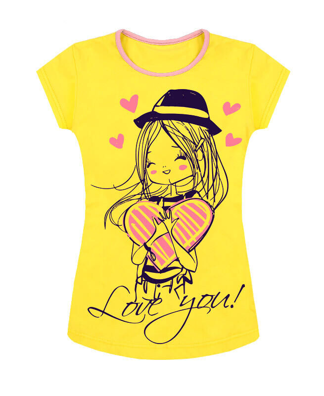 Радуга дети Жёлтая футболка для девочки Цвет: жёлтый