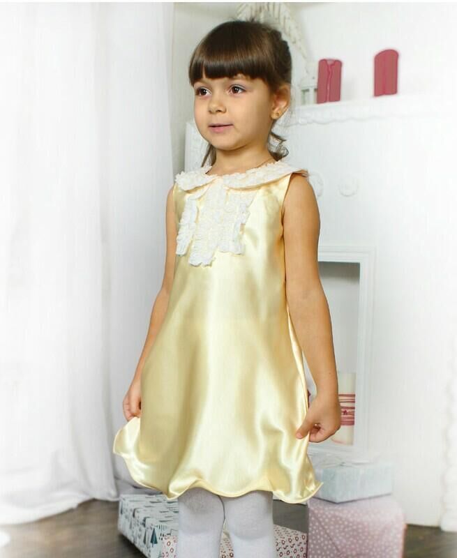Радуга дети Золотистое нарядное платье для девочки Цвет: экрю
