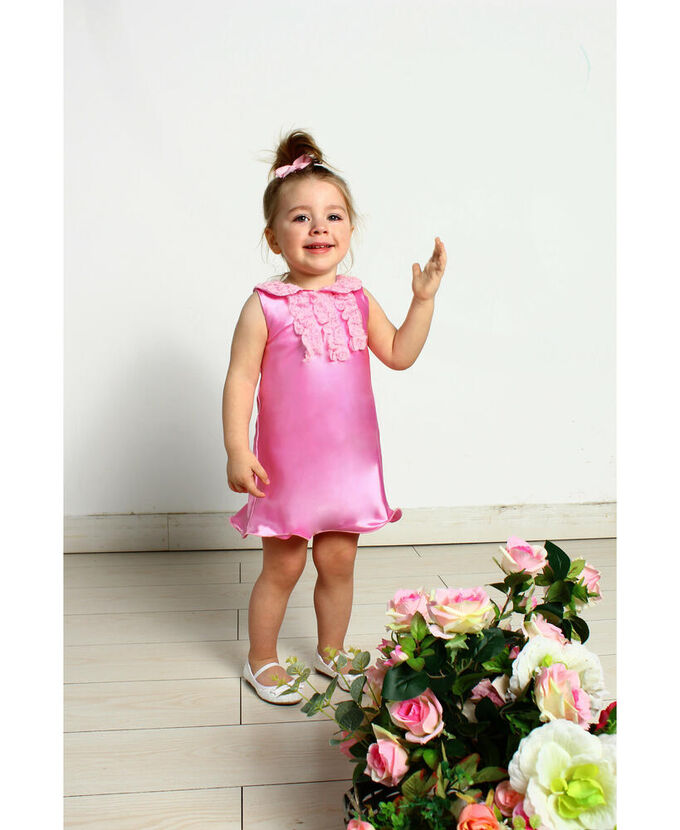 Радуга дети Розовое нарядное платье для девочки Цвет: роз.+роз.