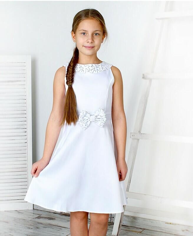 Радуга дети Белое нарядное платье для девочки Цвет: белый
