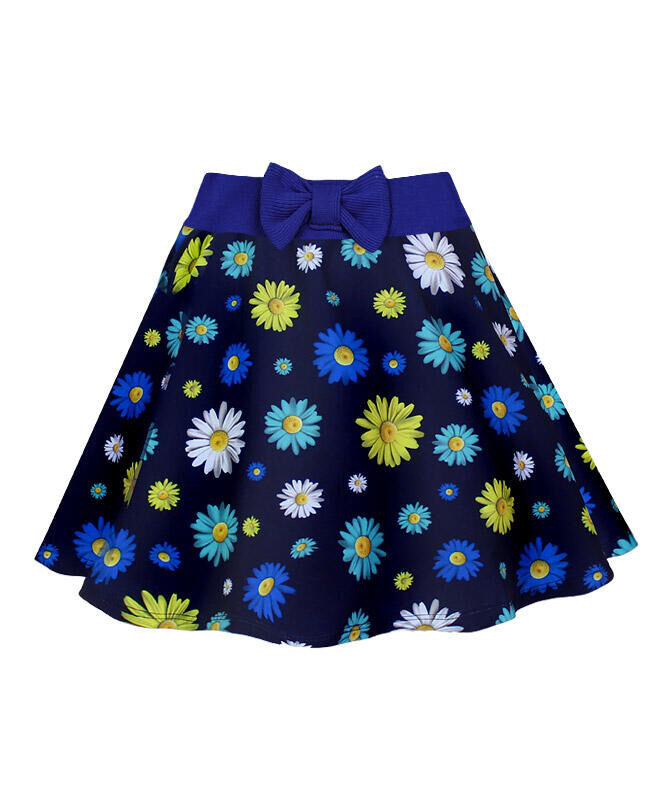 Радуга дети Летняя юбка для девочки в цветочек Цвет: тёмно-синий