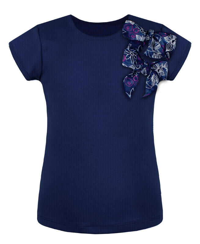 Радуга дети Синяя футболка (блузка) для девочки Цвет: тёмно-синий