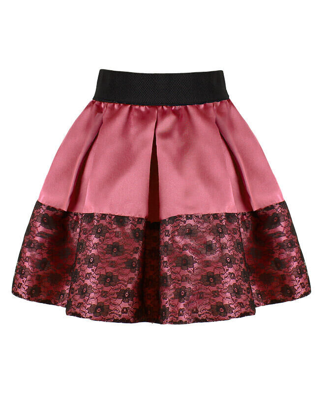 Радуга дети Коралловая нарядная юбка для девочки в складку Цвет: тёмно-коралловый
