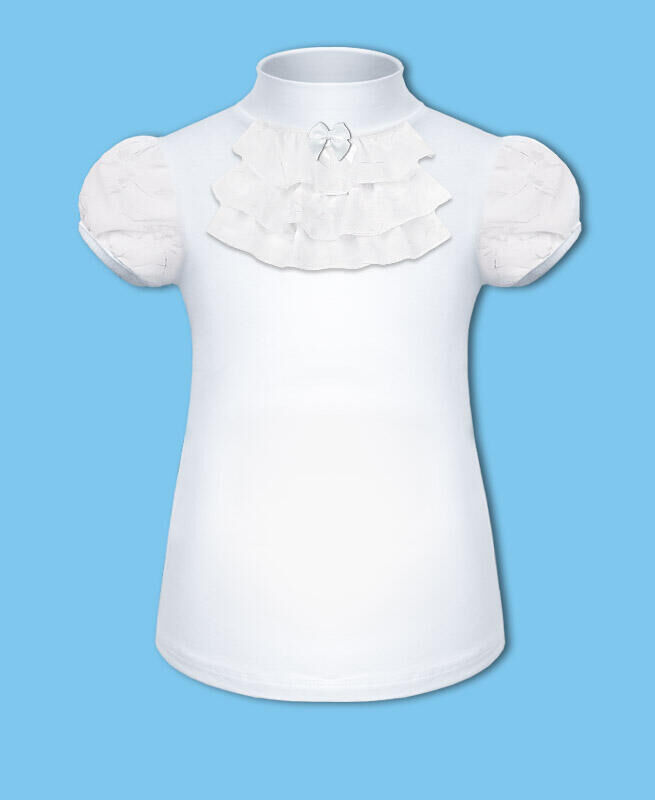 Радуга дети Белая школьная водолазка с коротким рукавом для девочки Цвет: белый