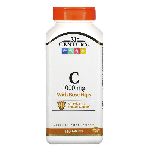 21st Century, Витамин C с шиповником, 1000 мг, 110 таб.
