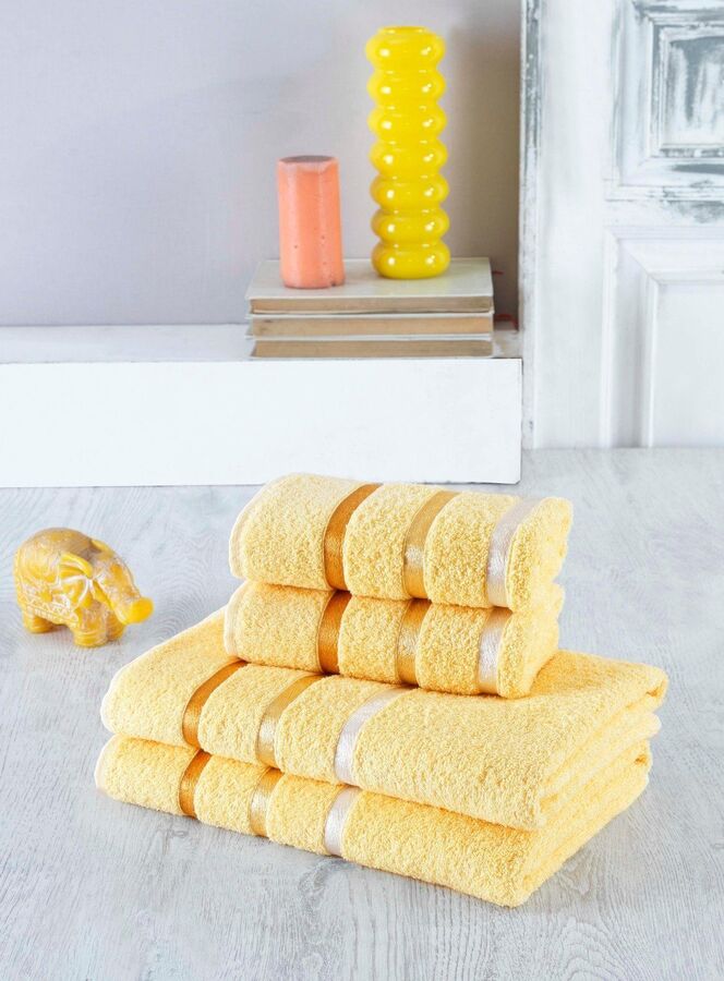 Набор полотенец в мягкой упаковке из 4-х предметов желтый (50*90-2шт; 70*140-2шт)