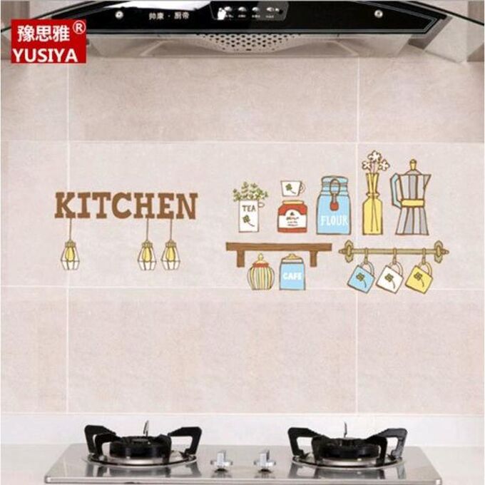 Наклейка на кафельную плитку &quot;Кухня с лампочками &quot; 30х90 см