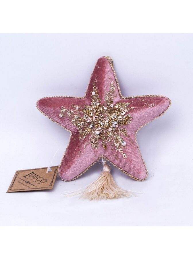 Украшение Звезда 20 см с пайетками цвет светло-розовый