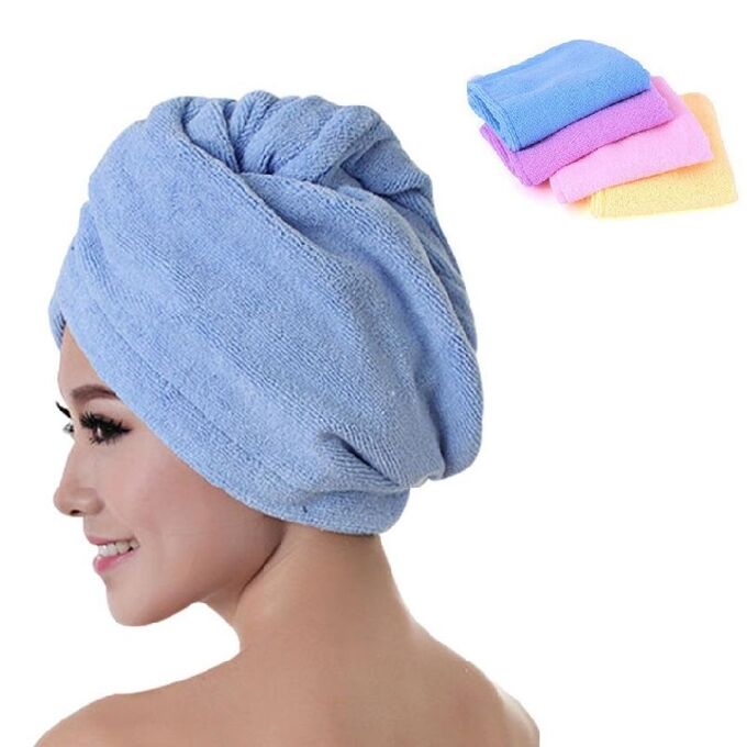 Полотенце для волос – тюрбан из микрофибры, с петелькой и пуговицей для застежки, цвета в ассортименте во Владивостоке