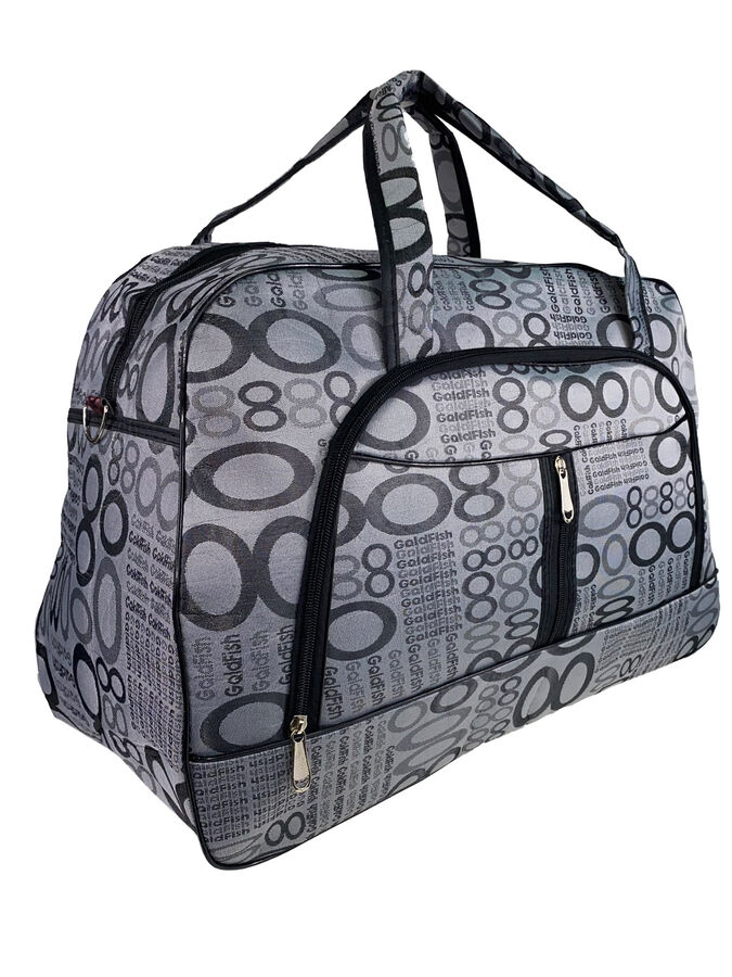 Женская дорожная сумка из текстиля с принтом, цвет серый