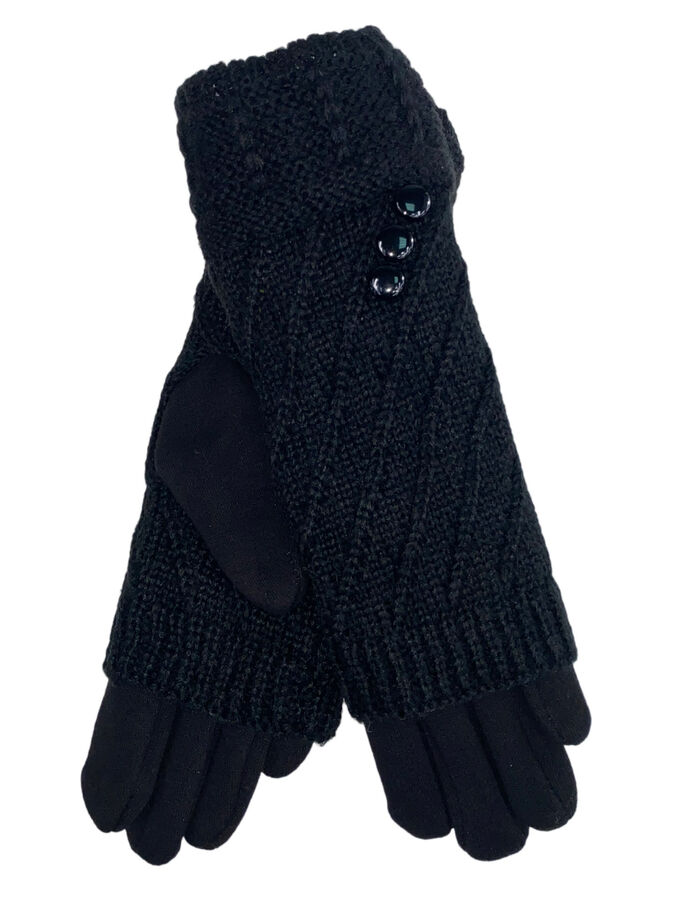 Женские текстильные перчатки с шерстяными митенками, цвет чёрный
