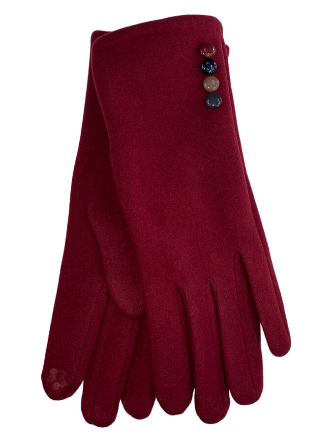 Женские утеплённые перчатки из велюра с декором, цвет бордовый