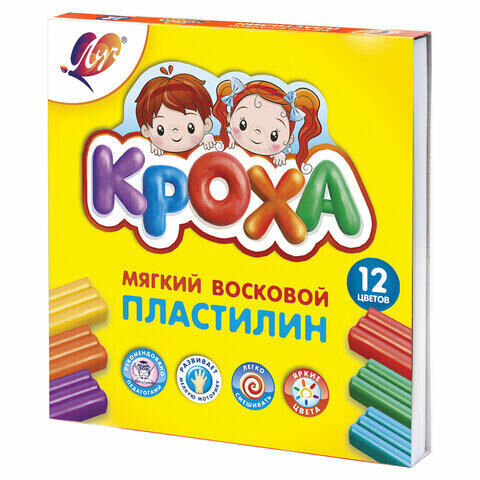 Пластилин мягкий ЛУЧ &quot;Кроха&quot;, 12 цветов, 180 г, со стеком, картонная упаковка, 23С 1484-08