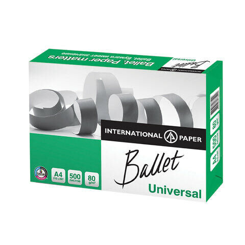 Бумага офисная BALLET UNIVERSAL, А4, 80 г/м2, 500 л., марка С, ColorLok, International Paper, белизна 146%