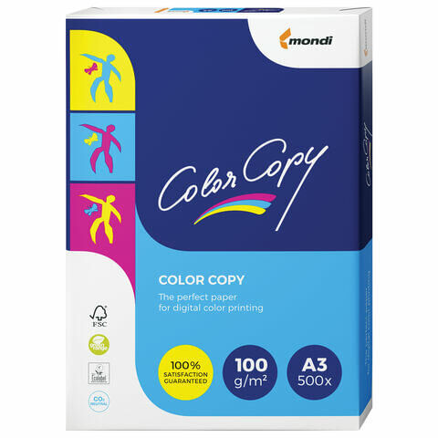 Бумага COLOR COPY, БОЛЬШОЙ ФОРМАТ (297х420 мм), А3, 100 г/м2, 500 л., для полноцветной лазерной печати, А++, Австрия, 161% (CIE)