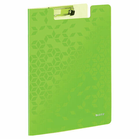 Папка-планшет LEITZ &quot;WOW&quot;, с верхним прижимом и крышкой, A4, 330х230 мм, полифом, зеленая, 41990064