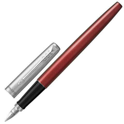 Ручка перьевая PARKER &quot;Jotter Kensington Red CT&quot;, корпус красный, детали из нержавеющей стали, синяя, 2030949
