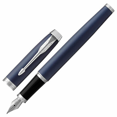 Ручка перьевая PARKER &quot;IM Core Matte Blue CT&quot;, корпус темно-синий лак, хромированные детали, синяя, 1931647