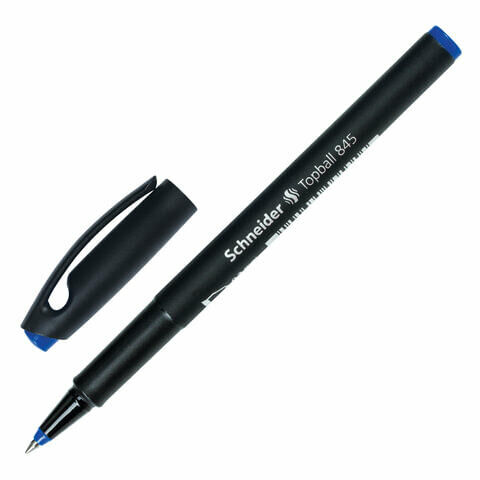 Ручка-роллер SCHNEIDER (Германия) &quot;Topball 845&quot;, СИНЯЯ, корпус черный, узел 0,5 мм, линия письма 0,3 мм, 184503