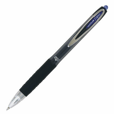 Ручка гелевая автоматическая UNI-BALL (Япония) &quot;Signo&quot;, СИНЯЯ, корпус тонированный, узел 0,7 мм, линия письма 0,4 мм, UMN-207 BLUE